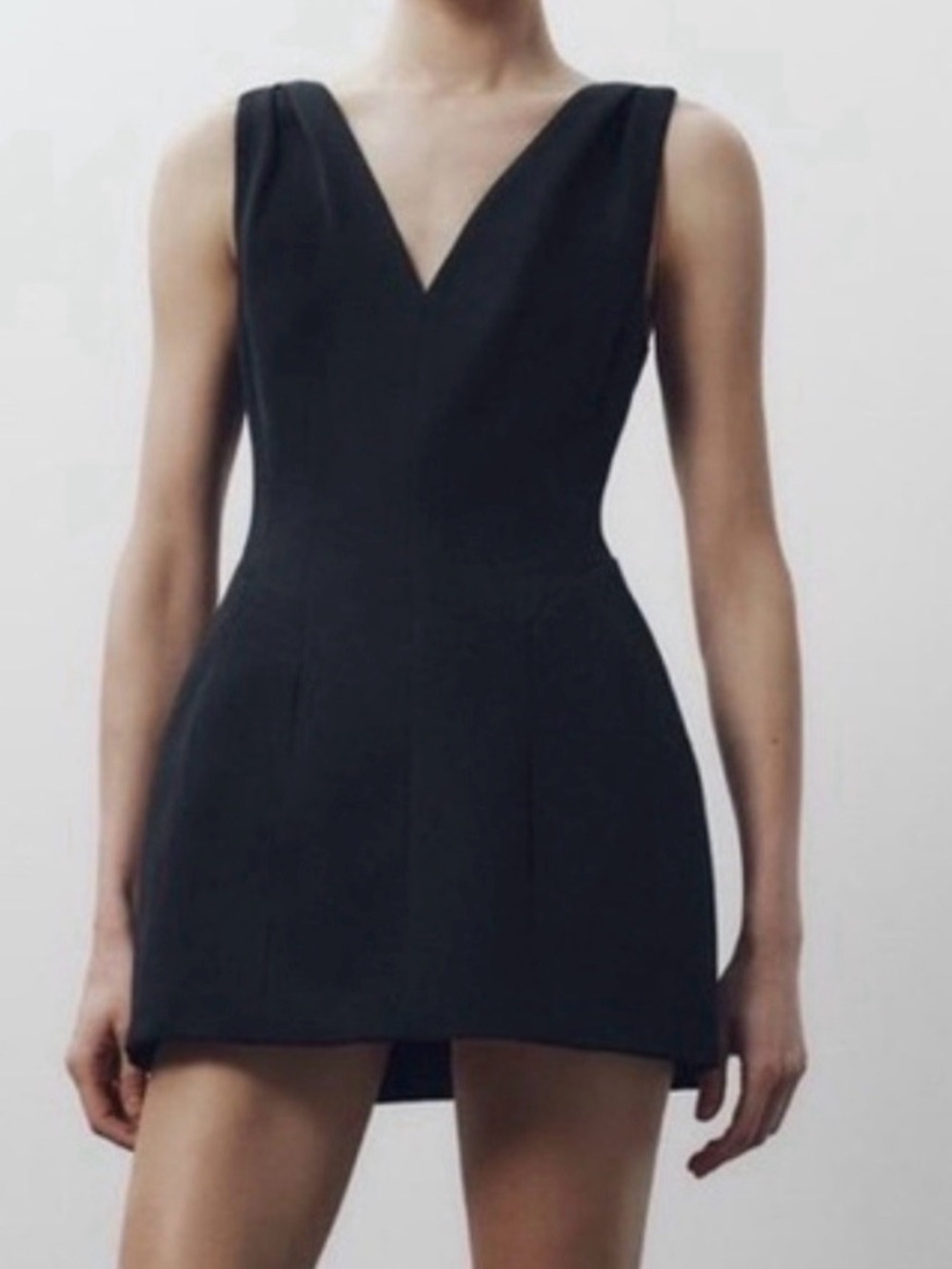 Zara Black V-Neck Sleeveless Mini Dress